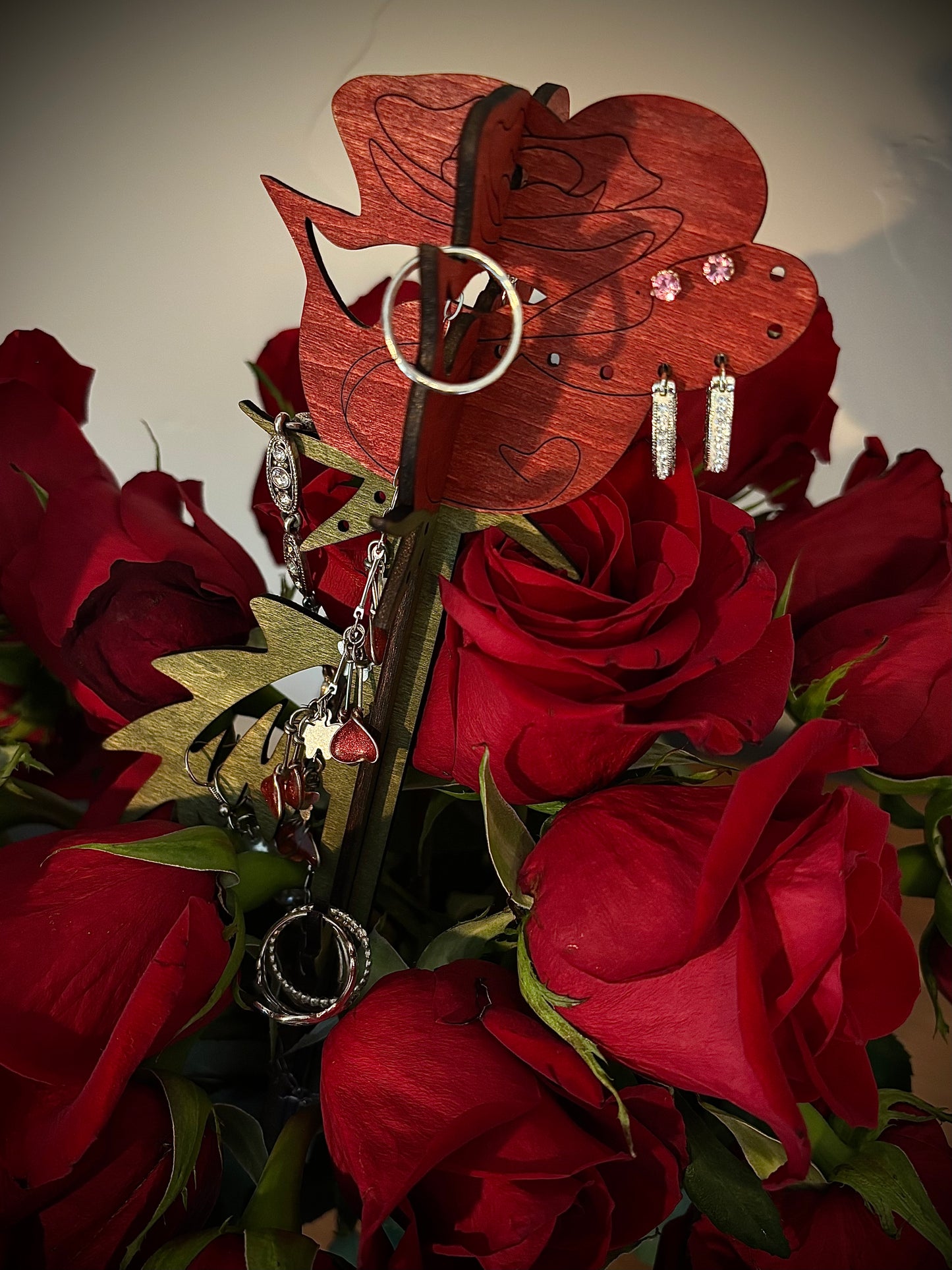 Rose Jewelry Stand – Hand-Painted, Laser-Cut Original Design