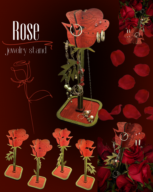 Rose Jewelry Stand – Hand-Painted, Laser-Cut Original Design